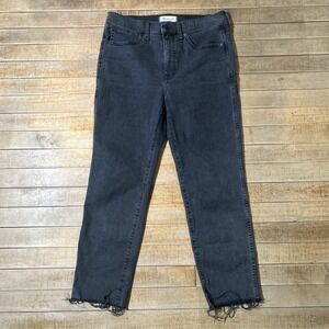 Madewell Jeans Women's 28 Charcoal Stovepipe High Rise Straight Leg Raw Hem